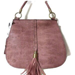 NWT Simply Noelle Handbag/ Shoulderbag/ Mauve/ Faux Lizard/ Saddlebag